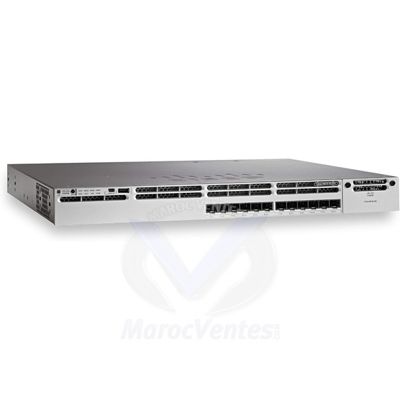 Switch Layer 3 - 12 SFP/SFP+ - 1G/10G - IP Base - Contrôleur sans Fil - Géré - Empilable RECONDITIONNE WS-C3850-12XS-S